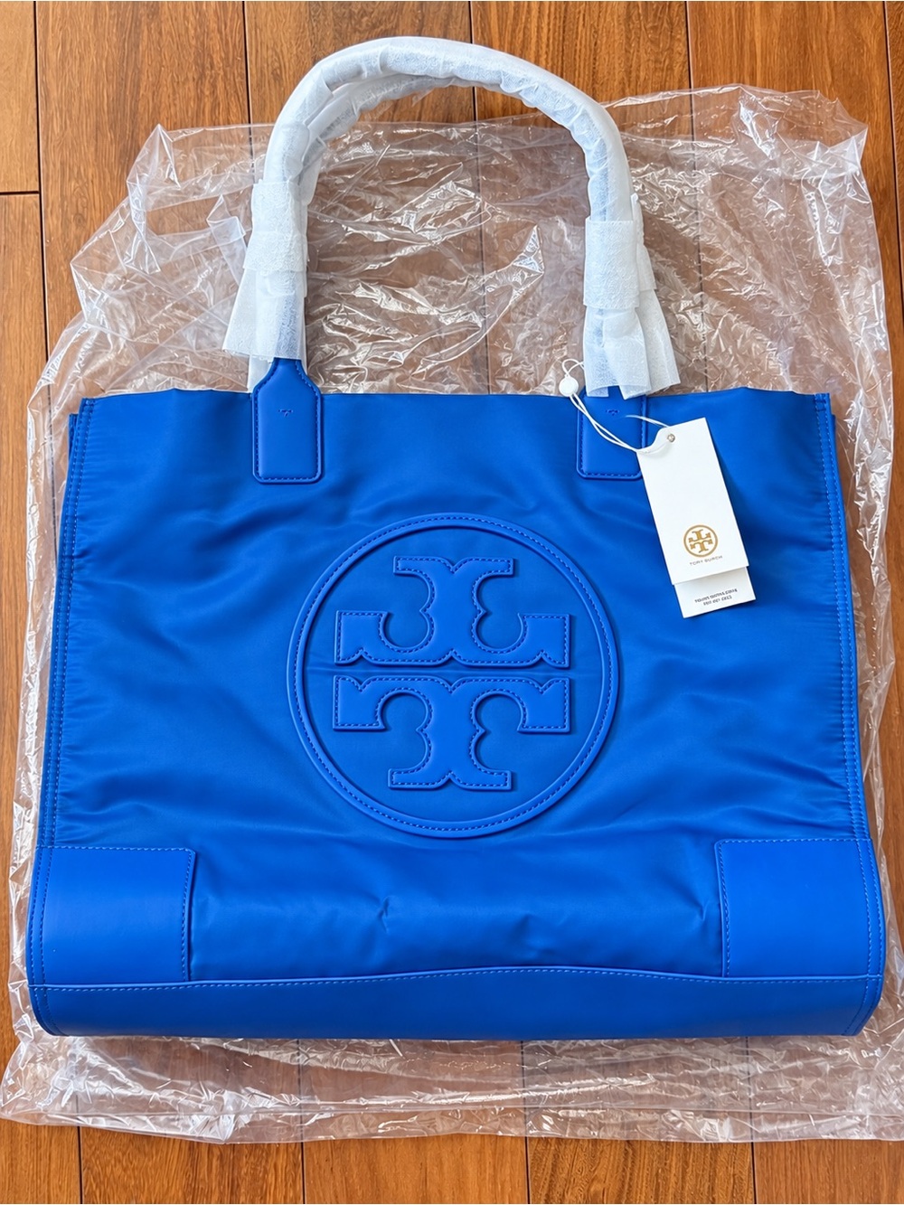 Tory Burch Bright Blue Nylon Tote with Logo Medallion